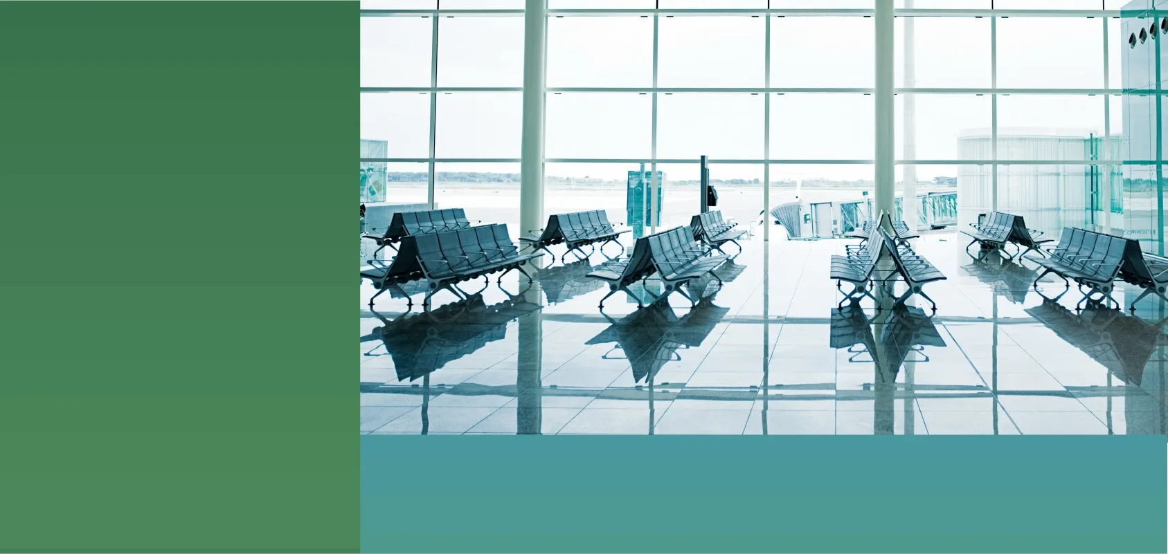 Empty airport gate waiting area