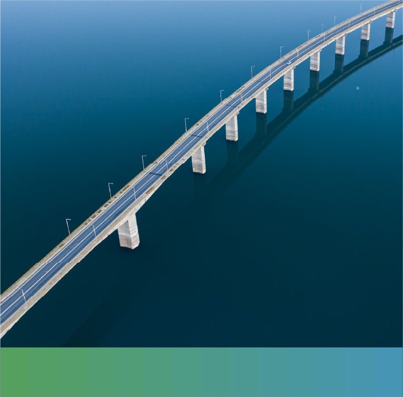 Long bridge over water illustration
