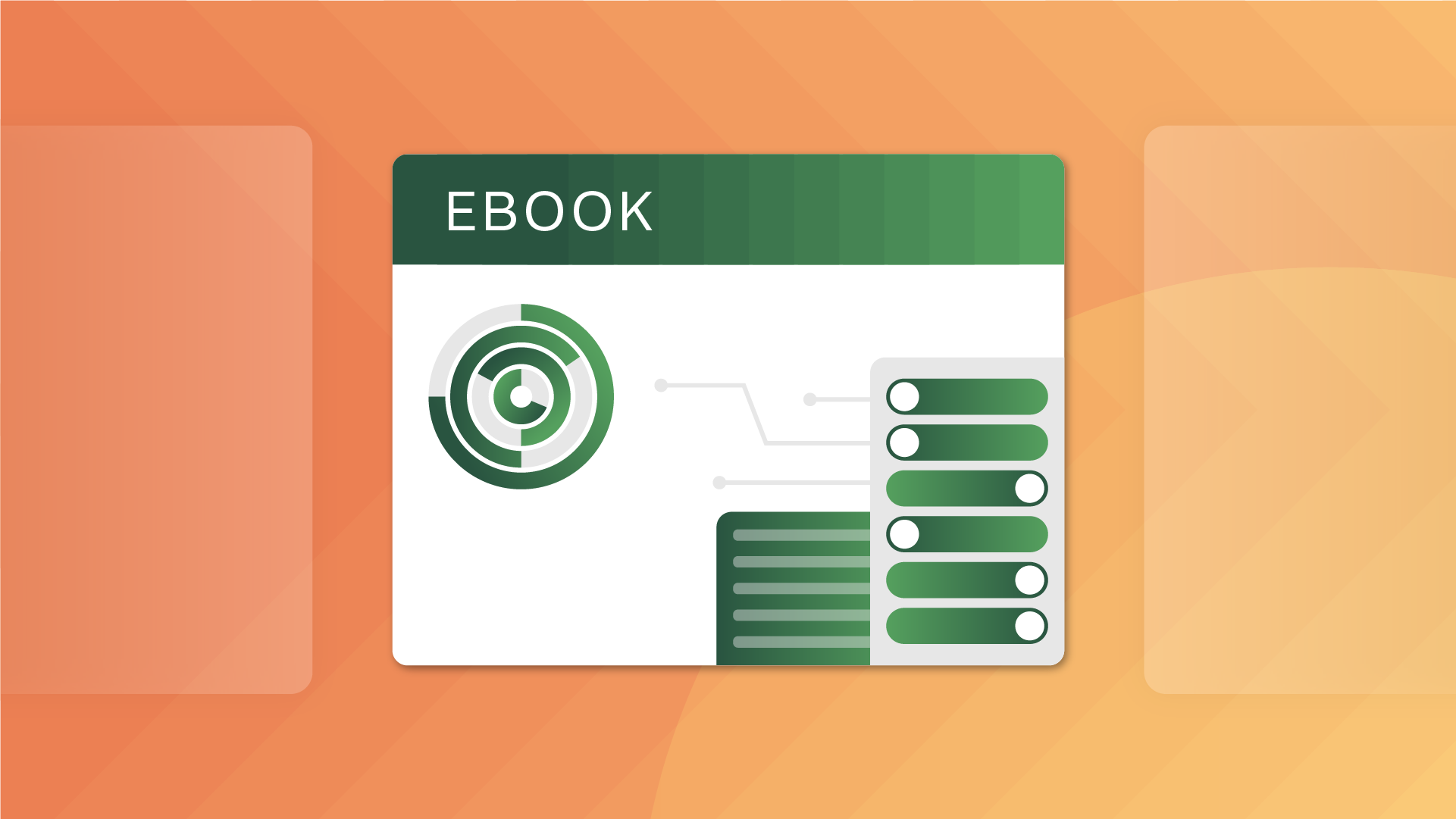 Cover of an eBook with misc charts and graphs on it atop a multi gradient orange background