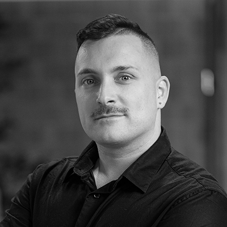 Black and white photo of Alberto Camporesi